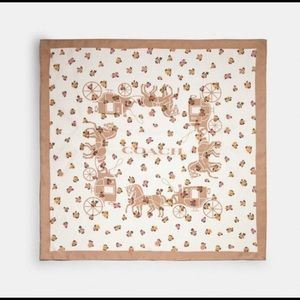 Coach Tea Rose Horse & Carriage 100% Silk Scarf